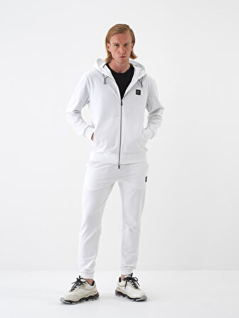 Beyaz Regular Fit Pamuklu Sweatmont