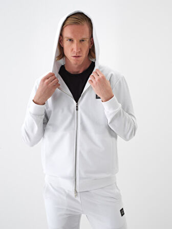 Beyaz Regular Fit Pamuklu Sweatmont