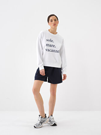 Beyaz Oversize Pamuklu Sweatshirt