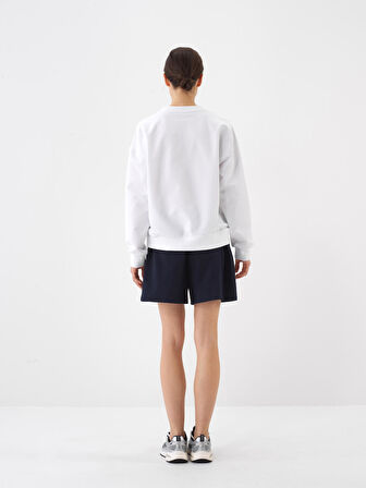 Beyaz Oversize Pamuklu Sweatshirt