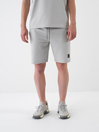 Gri Regular Fit Pamuklu Şort