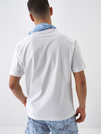 Beyaz Regular Fit Pamuklu Tişört