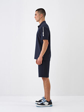 Lacivert Regular Fit Pamuklu Şort