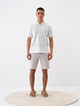 male Naturel Slim Fit Pamuklu Şort