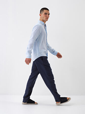 Mavi Regular Fit Keten Gömlek