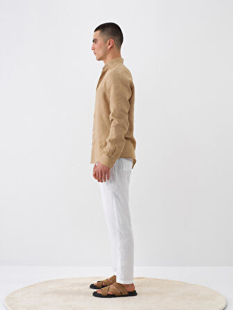 Camel Regular Fit Keten Gömlek