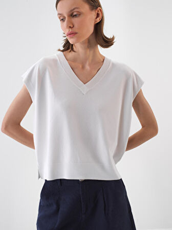 Beyaz Oversize  Süveter