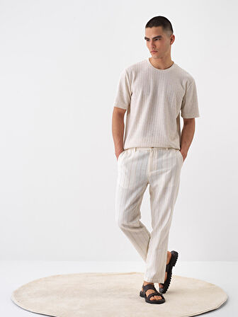 Naturel Regular Fit Keten Pantolon