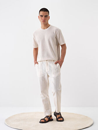 Naturel Regular Fit Keten Pantolon