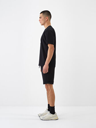 Siyah Regular Fit Pamuklu Şort