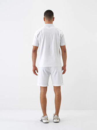 Beyaz Regular Fit Pamuklu Şort