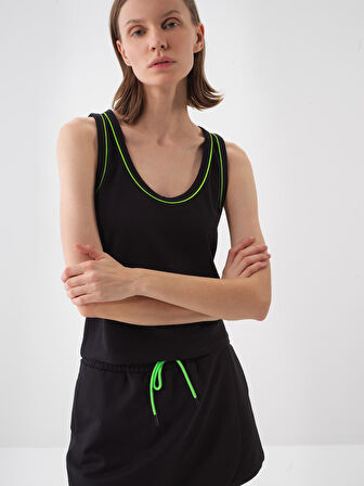 Siyah Regular Fit Pamuklu Atlet