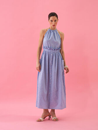 Mavi Regular Fit Keten Elbise