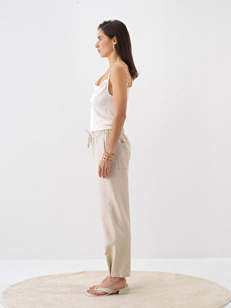 Naturel Slim Fit Keten Bluz