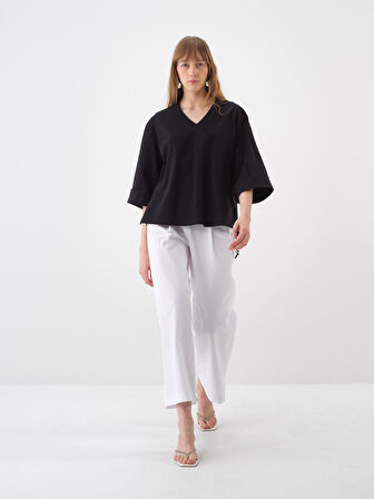 Siyah Oversize Pamuklu Bluz