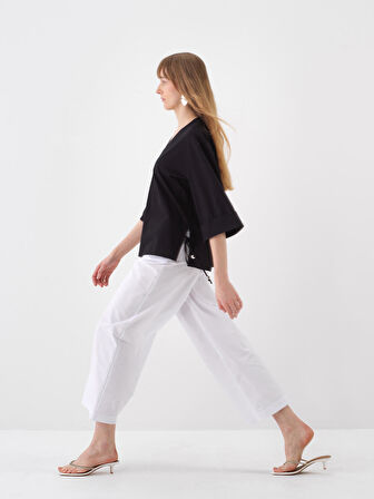 Siyah Oversize Pamuklu Bluz