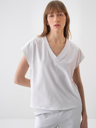 Beyaz Regular Fit Pamuklu Tişört