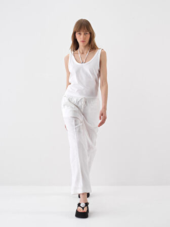 Beyaz Regular Fit Pamuklu Bluz