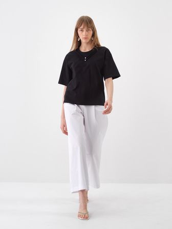 Siyah Oversize Pamuklu Bluz