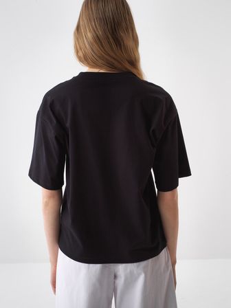 Siyah Oversize Pamuklu Bluz