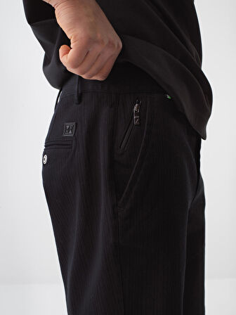 Siyah Slim Fit Pamuklu Şort