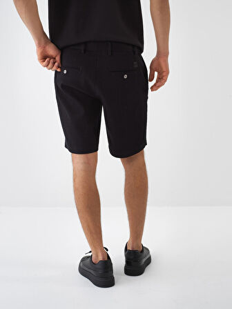 Siyah Slim Fit Pamuklu Şort