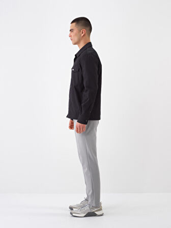 Siyah Regular Fit Pamuklu Ceket