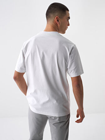Beyaz Regular Fit Pamuklu Tişört