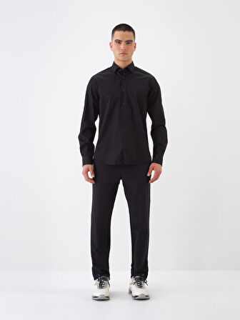 Siyah Regular Fit Pamuklu Gömlek
