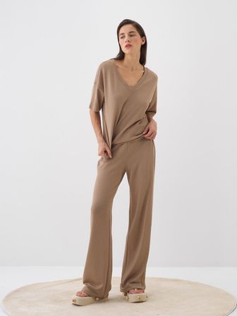 Camel Oversize Pamuklu Bluz