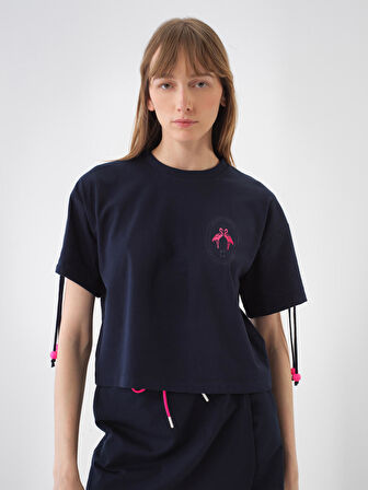 Lacivert Oversize Pamuklu Tişört