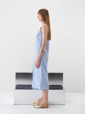 Mavi Regular Fit Keten Elbise