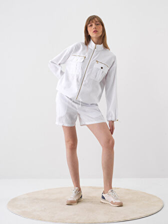 Beyaz Oversize  Şort