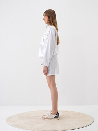 Beyaz Oversize  Şort