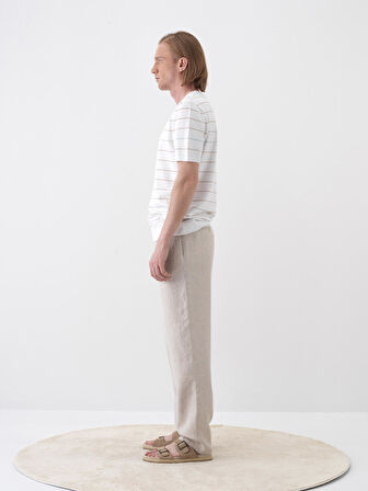 Naturel Regular Fit Keten Pantolon