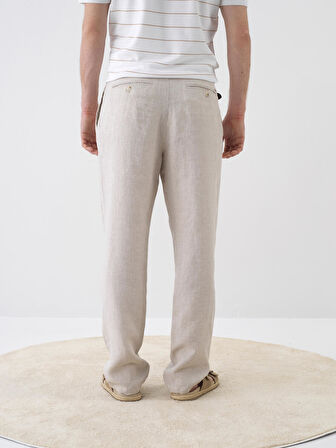 Naturel Regular Fit Keten Pantolon