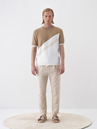 Naturel Slim Fit Keten Jogger Pantolon