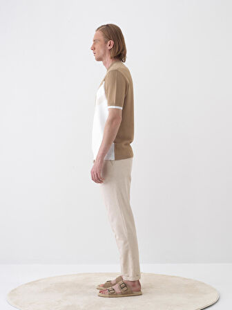 Naturel Slim Fit Keten Jogger Pantolon
