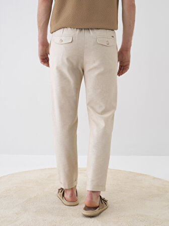 Naturel Slim Fit Keten Jogger Pantolon