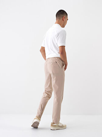 Bej Slim Fit Pamuklu Jogger Pantolon