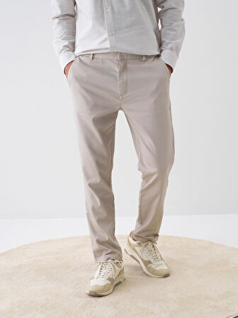 male Bej Slim Fit Pamuklu Jogger Pantolon