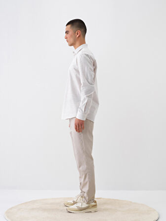 male Bej Slim Fit Pamuklu Jogger Pantolon