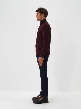 Xint Bordo Pamuk Dokulu Regular Fit Kazak