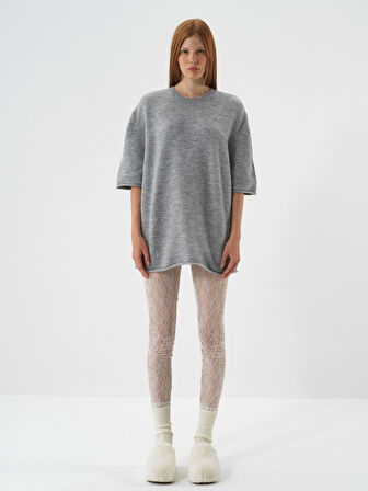 Xint Ekru İnce Dantel Detaylı Slim Fit Tayt