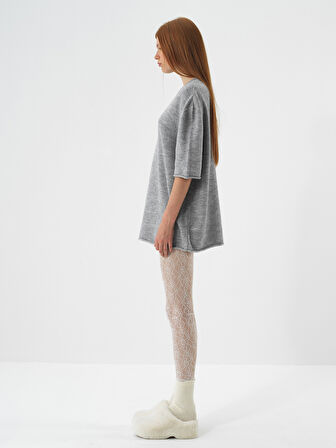 Xint Ekru İnce Dantel Detaylı Slim Fit Tayt