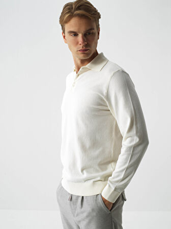 Xint Ekru Pamuk Dokulu Regular Fit Kazak