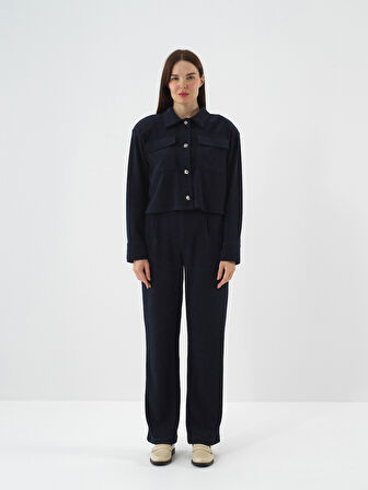 Xint Lacivert Lüks Dokulu Soft Kadife Regular Fit Ceket