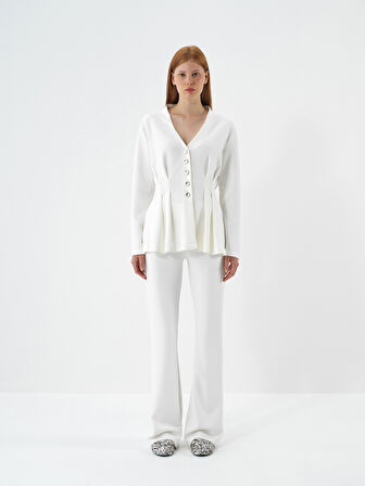 Xint Ekru Modal Dokulu Regular Fit Pantolon