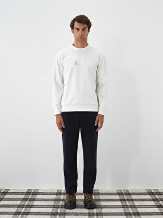 Xint Lacivert Lüks Dokulu Soft Kadife Slim Fit Sweat Pantolon