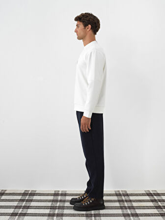 Xint Lacivert Lüks Dokulu Soft Kadife Slim Fit Sweat Pantolon